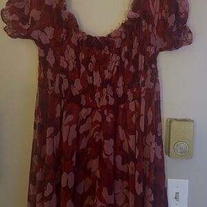 Floral Red and Pink Dress